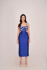 Blue Strap Shoulder Midi Dress